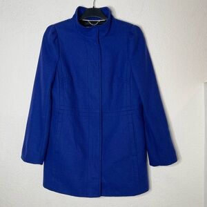 Banana Republic Cobalt Wool Blend Coat Womens Sz M Blue Gold Tone Hardware Lined